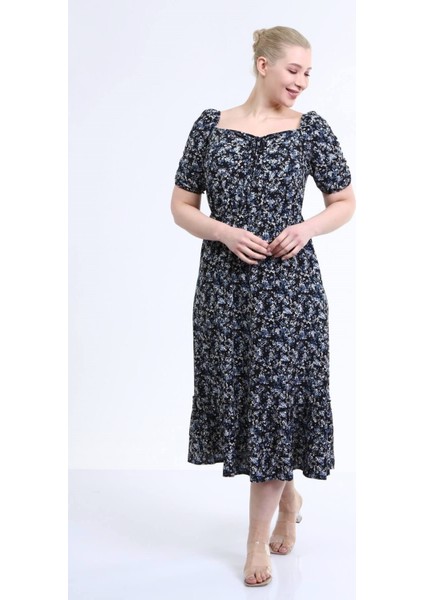 Yaka Detaylı Prenses Kol Elbise