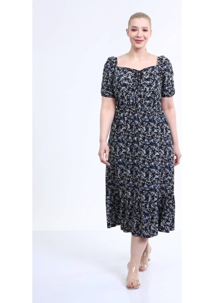 Yaka Detaylı Prenses Kol Elbise