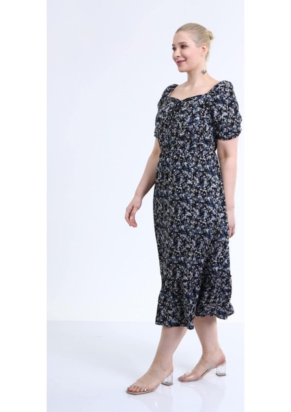 Yaka Detaylı Prenses Kol Elbise