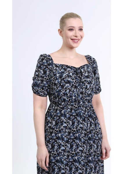 Yaka Detaylı Prenses Kol Elbise