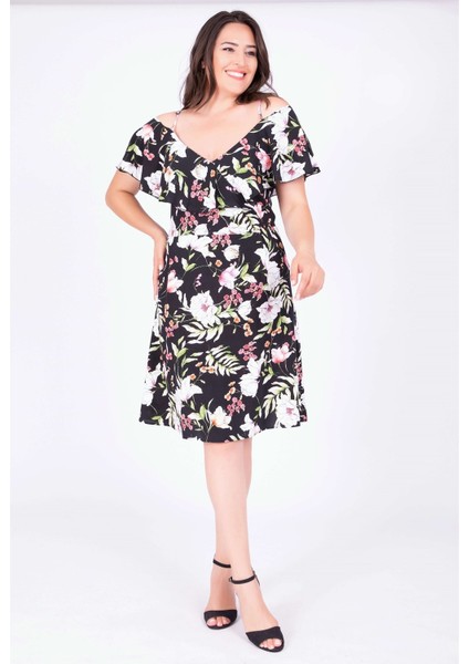 Kolları Volanlı Elbise