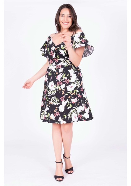 Kolları Volanlı Elbise indirimleri