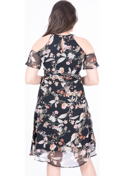 Omuzları Açık Astarlı Şifon Elbise modelleri