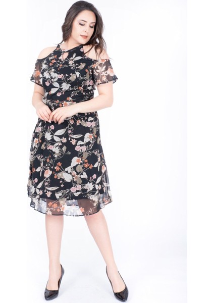 Omuzları Açık Astarlı Şifon Elbise fırsatları