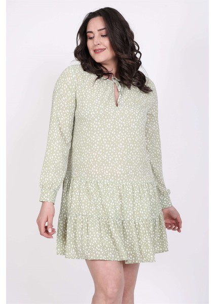 Önü Bağcıklı Eteği Fırfırlı Elbise