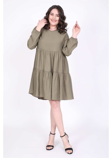 V Yaka Katlı Elbise fırsatları