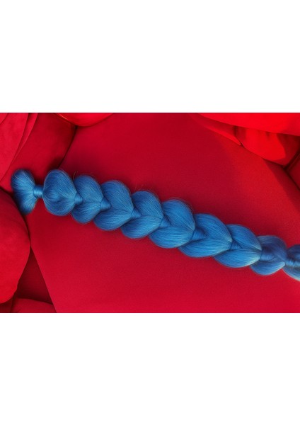 Canlı Mavi Kalın Örgü Saç Eklentisi-Punk Tarz Takma Saç Modeli-Renkli Örgü Saç Eklentisi-Festival Tarzı Mavi Rasta Örgü