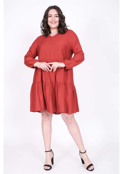 V Yaka Katlı Elbise fırsatları