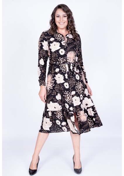 Eteği Fırfırlı Gömlek Elbise