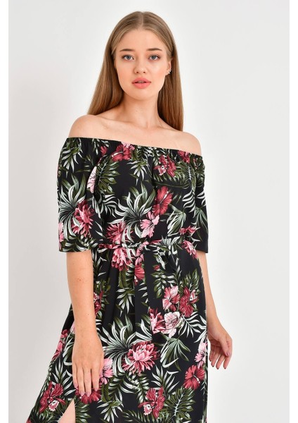 Düşük Omuzlu Yırtmaçlı Elbise fiyatları