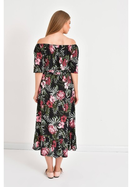 Düşük Omuzlu Yırtmaçlı Elbise fırsatları