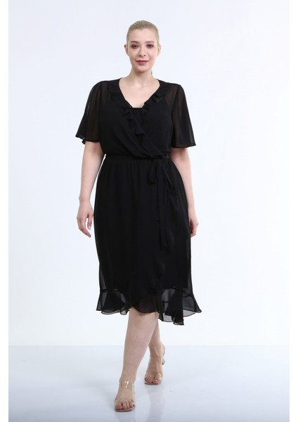 Astarlı Anvelop Şifon Elbise