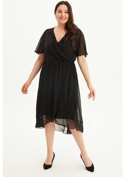 Astarlı Anvelop Şifon Elbise