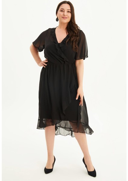 Astarlı Anvelop Şifon Elbise