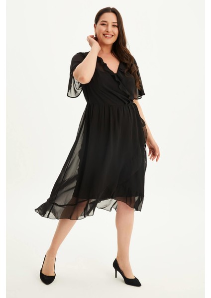 Astarlı Anvelop Şifon Elbise