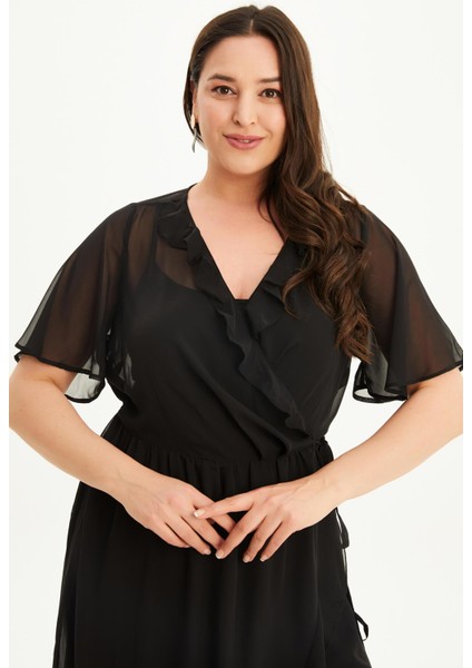 Astarlı Anvelop Şifon Elbise