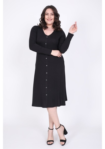 Önden Düğmeli A Kesim Elbise