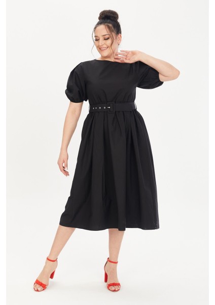 Kemerli Poplin Elbise