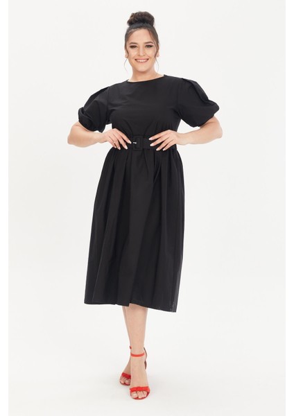 Kemerli Poplin Elbise