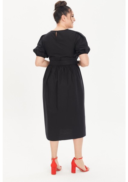 Kemerli Poplin Elbise