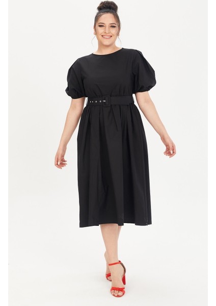 Kemerli Poplin Elbise