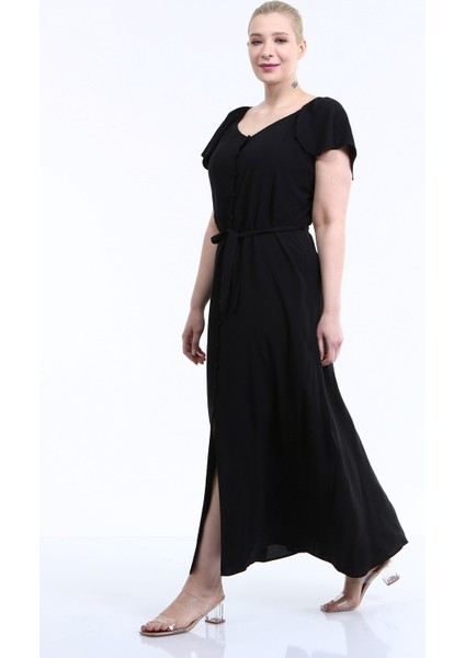 Kolları Volanlı Uzun Elbise fiyatları