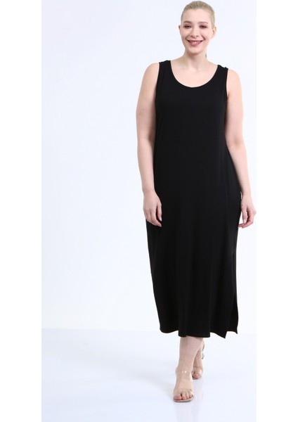 Askılı Yırtmaç Detaylı Penye Elbise fiyatları