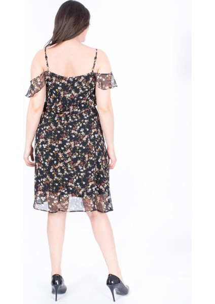 Düşük Kol Şifon Elbise