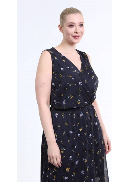 Astarlı Şifon Kolsuz Elbise