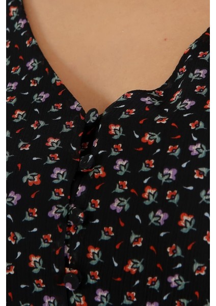 Astarlı Şifon Gipe Detaylı Elbise