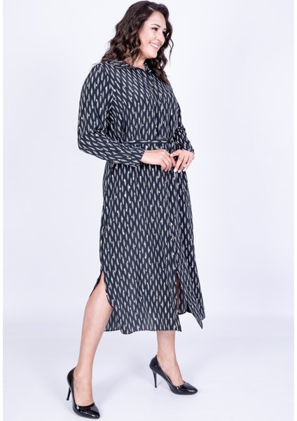 Kuşaklı Yırtmaçlı Gömlek Elbise fiyatları