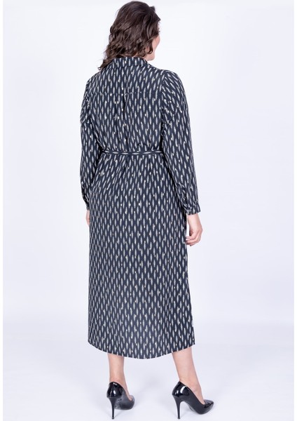 Kuşaklı Yırtmaçlı Gömlek Elbise modelleri