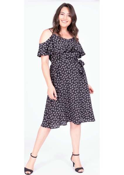 Volanlı Kemerli Elbise