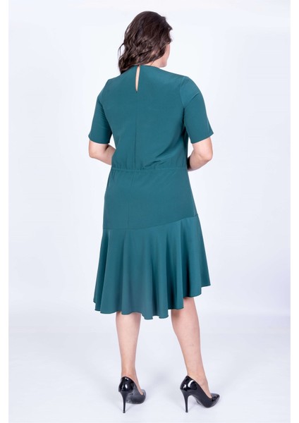 Eteği Asimetrik Volanlı Elbise modelleri