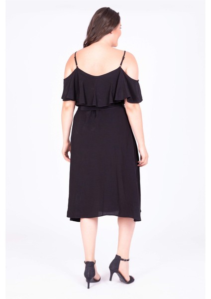 Volanlı Kemerli Elbise