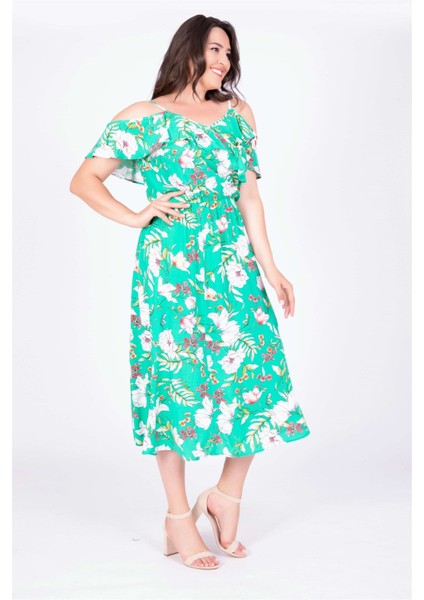 Kolları Volanlı Elbise indirimleri