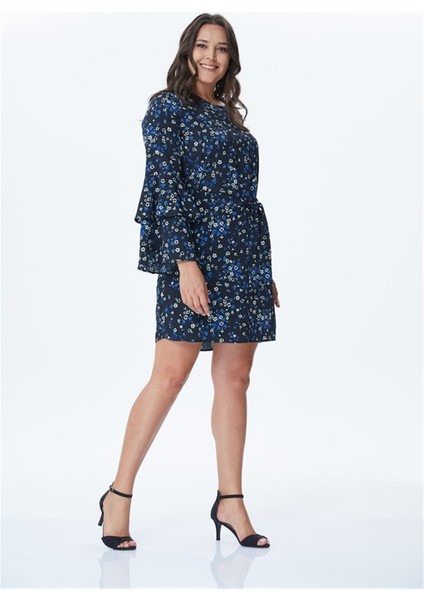 Kolları Volanlı Çiçekli Elbise fiyatları