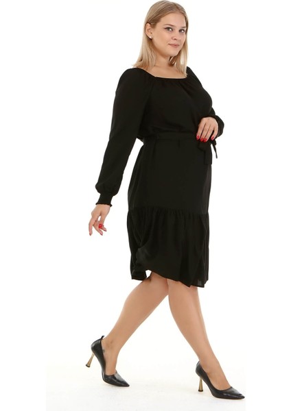 Kare Yaka Fırfır Detaylı Elbise modelleri