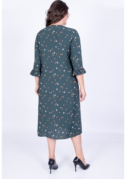 V Yaka Fırfır Detaylı Elbise modelleri