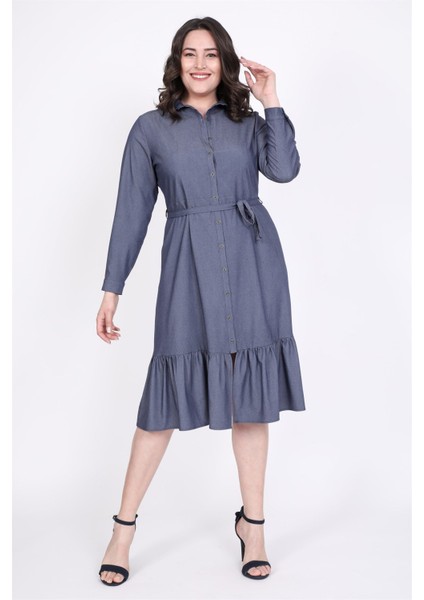 Eteği Fırfırlı Gömlek Elbise fırsatları