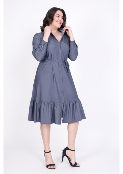 Eteği Fırfırlı Gömlek Elbise indirimleri