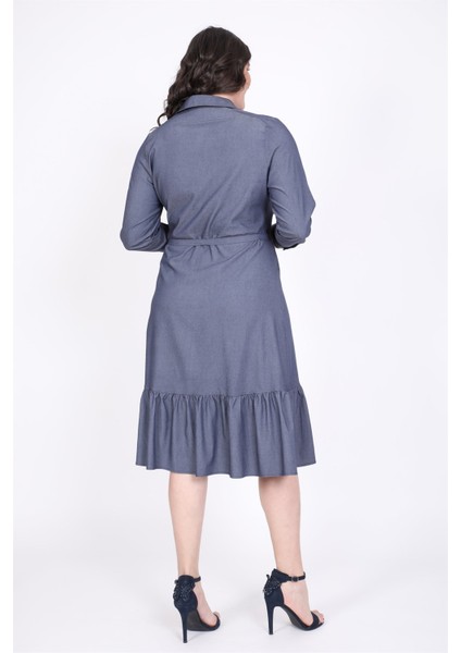 Eteği Fırfırlı Gömlek Elbise