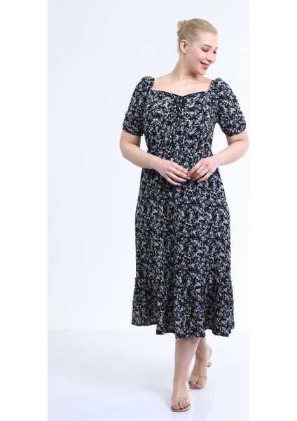 Yaka Detaylı Prenses Kol Elbise