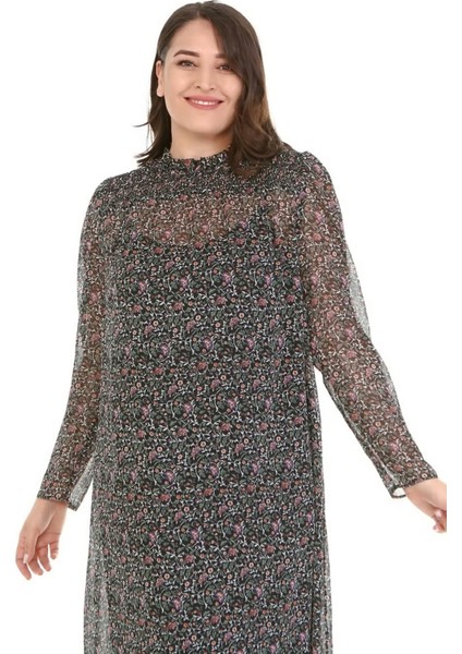 Astarlı Şifon Gipe Detaylı Elbise fırsatları