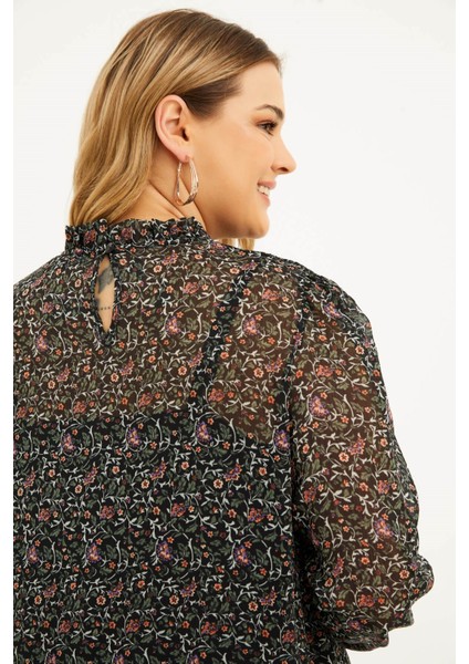 Astarlı Şifon Gipe Detaylı Elbise