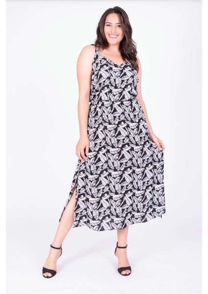 İp Askılı Beli Lastikli Yırtmaçlı Elbise indirimleri