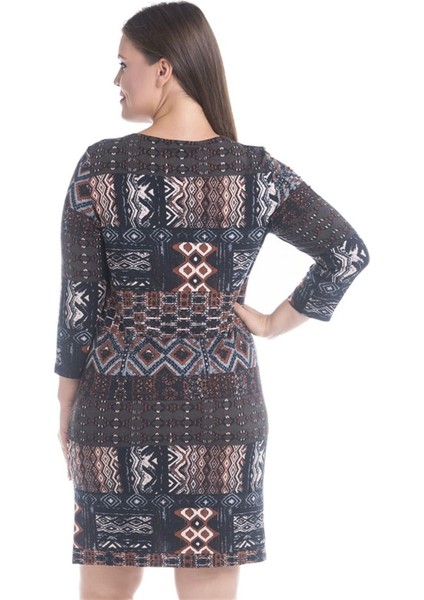Etnik Desen Kuş Gözlü Penye Elbise modelleri