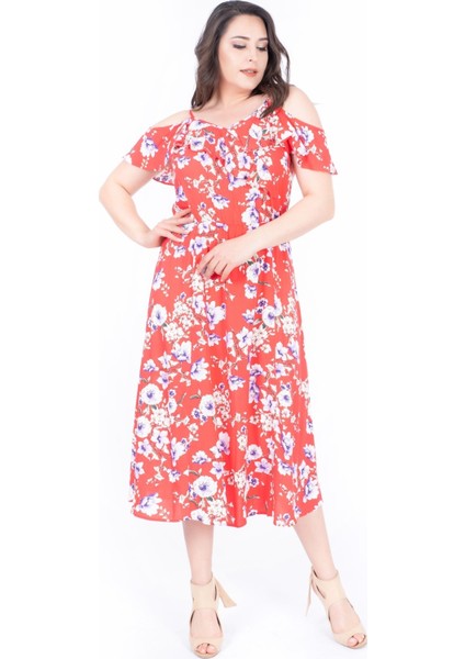 Kolları Volanlı Elbise