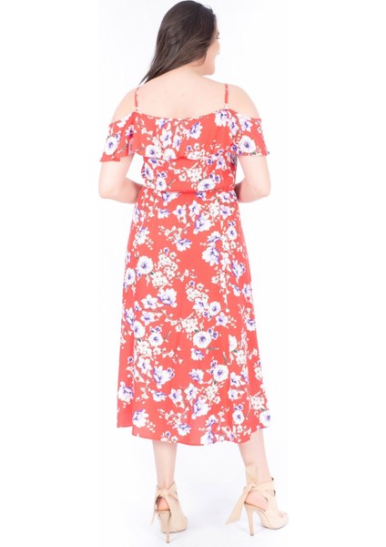 Kolları Volanlı Elbise