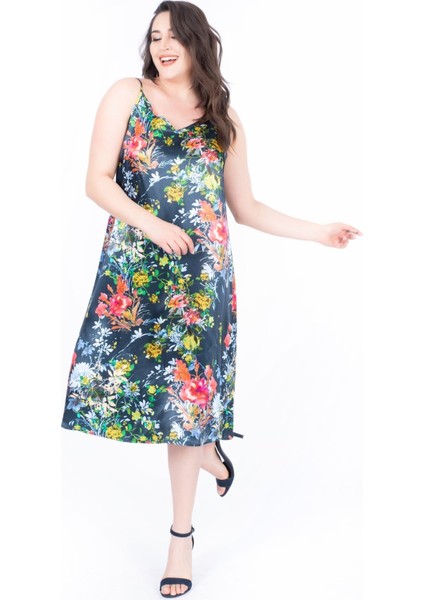 İp Askılı Saten Elbise